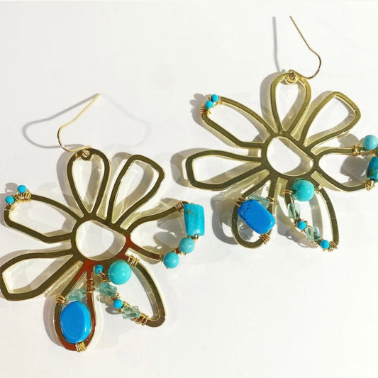 Turqouise Flora Statement Earrings