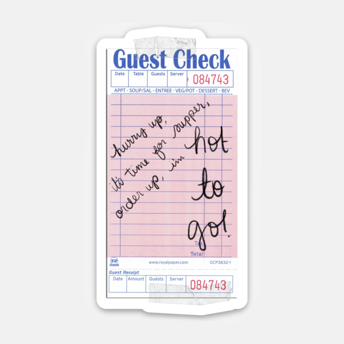 Guest Check-Hot to Go Sticker (Chappell Roan)