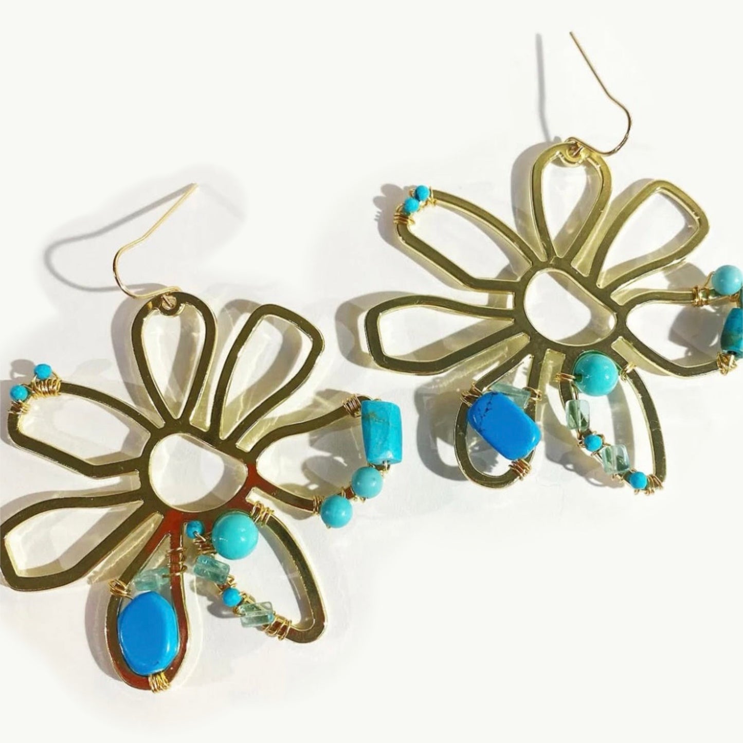 Turqouise Flora Statement Earrings