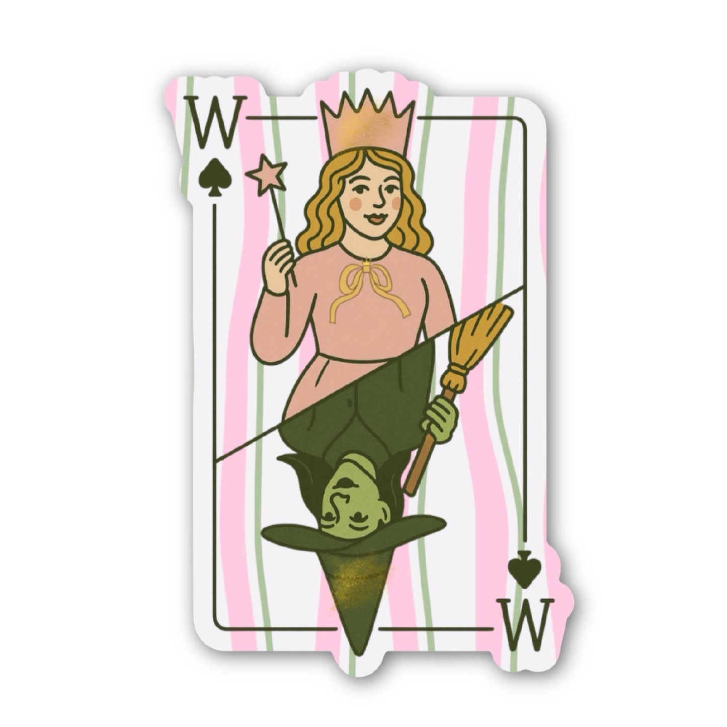 Wicked & Good Witch Playing Card Sticker