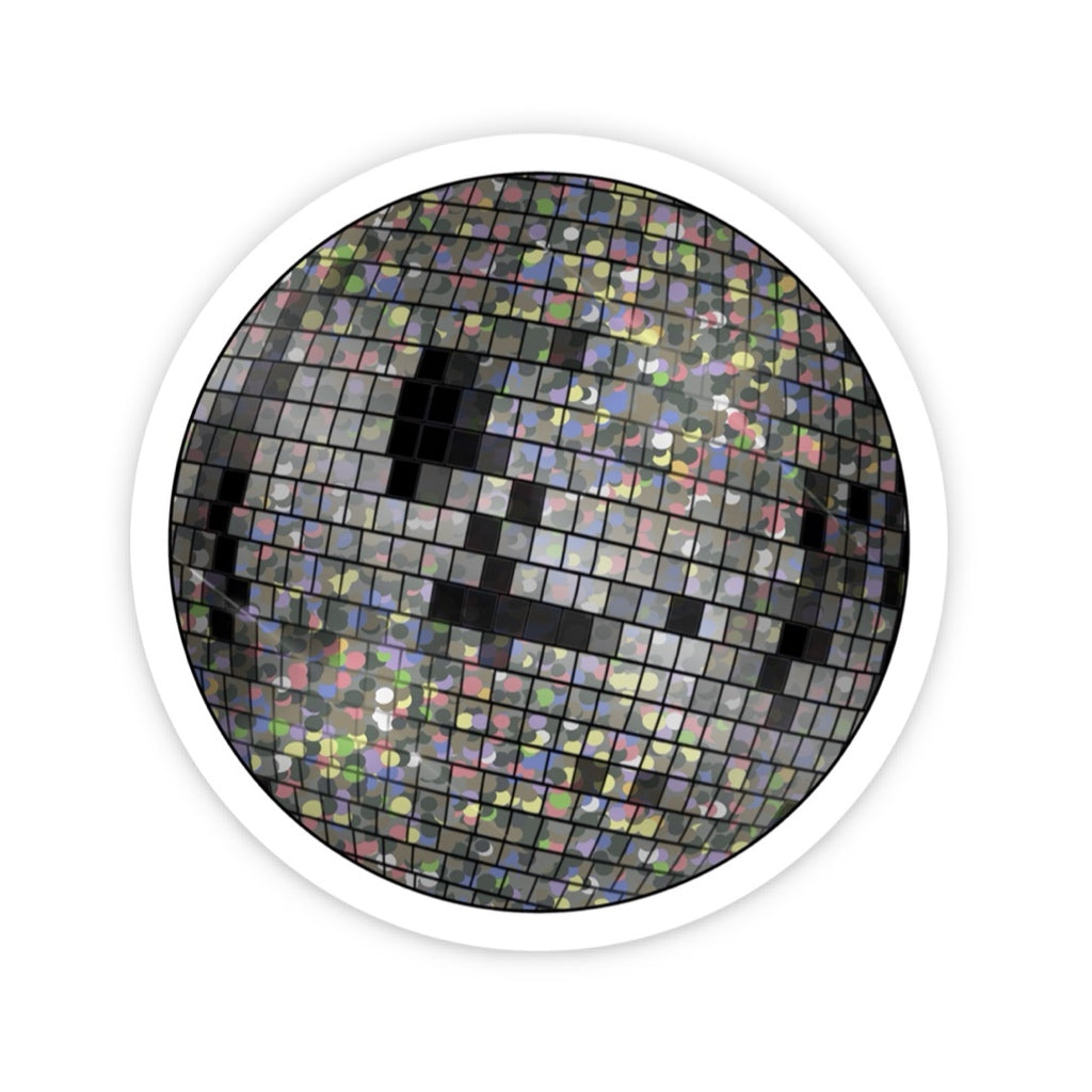 Black Glitter Disco Ball Sticker