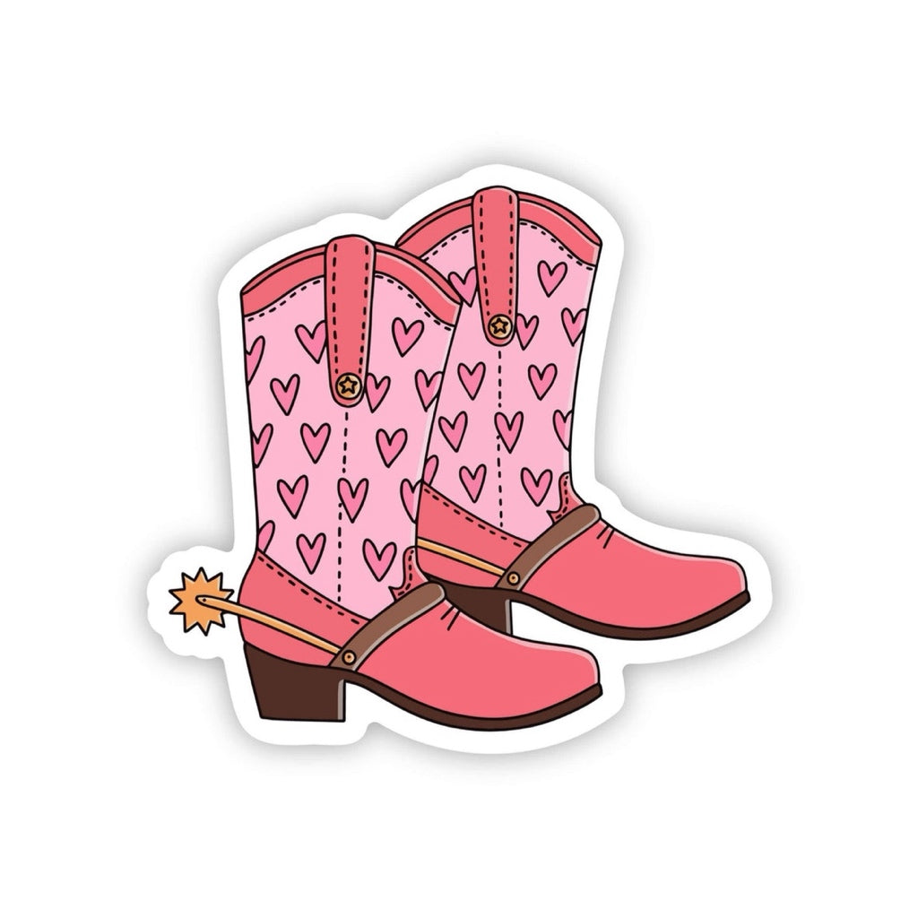 Pink Hearts Cowgirl Boots Sticker