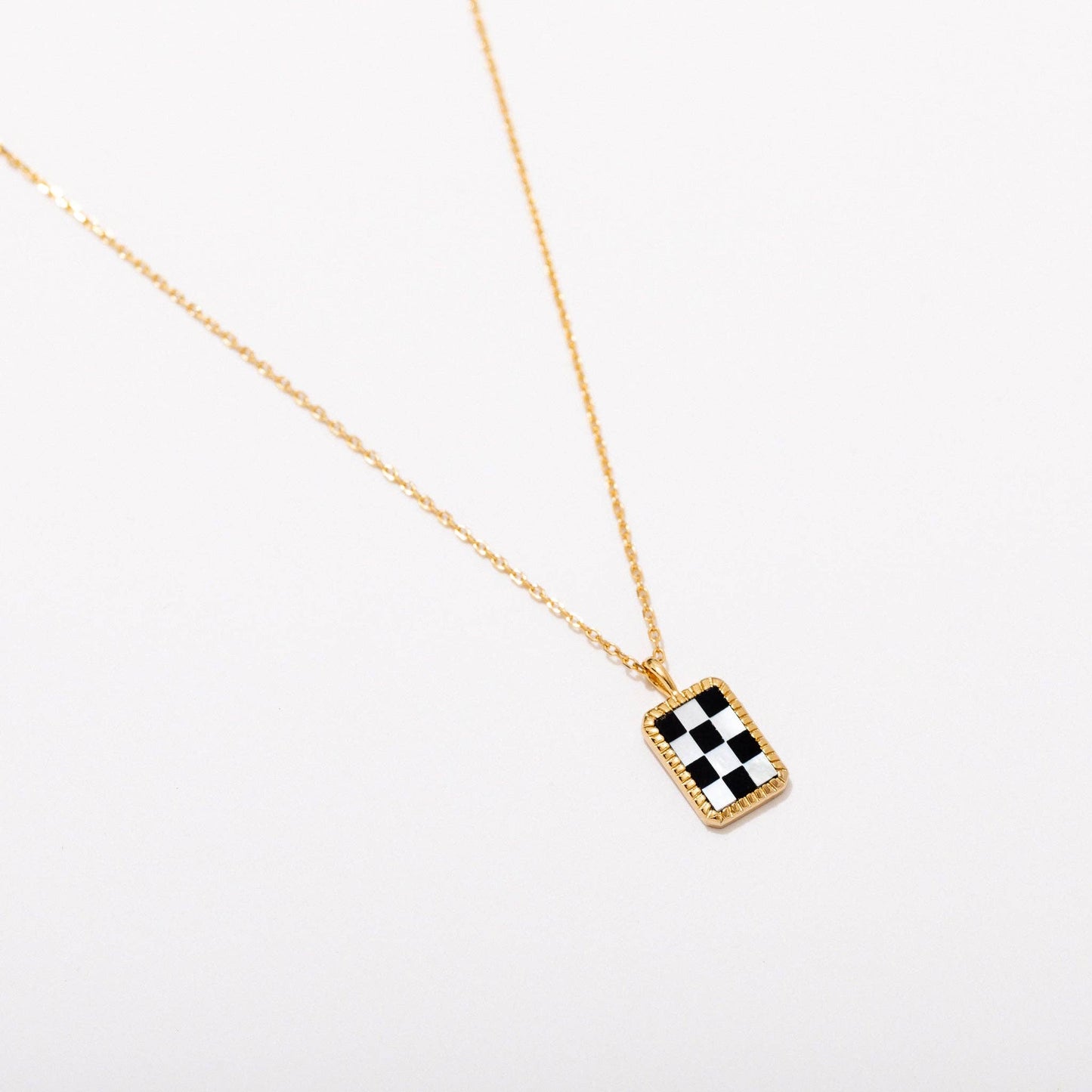 Black and White Checkerboard Necklace