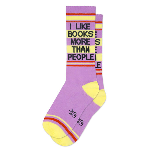 I Like Books More Than People Retro Crew Socks