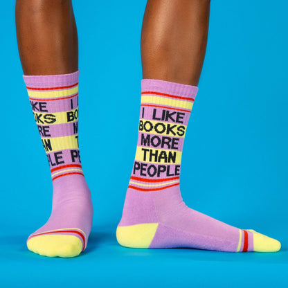 I Like Books More Than People Retro Crew Socks