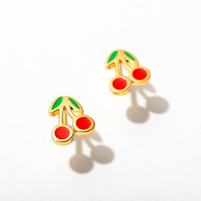Cherry Enamel Stud Earrings