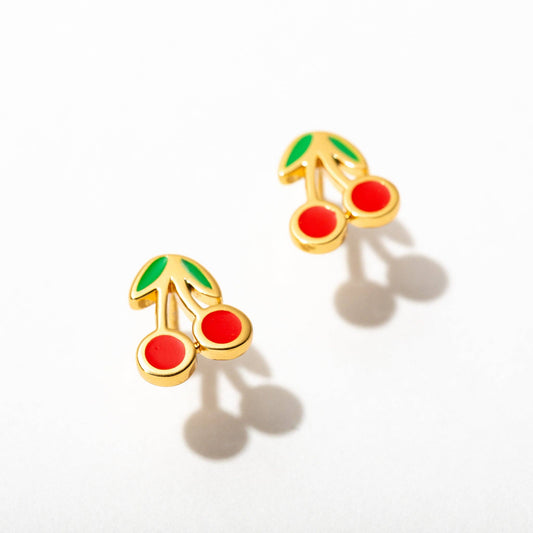 Cherry Enamel Stud Earrings