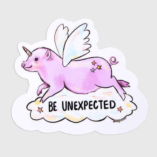 Be Unexpected Flying Pig Sticker