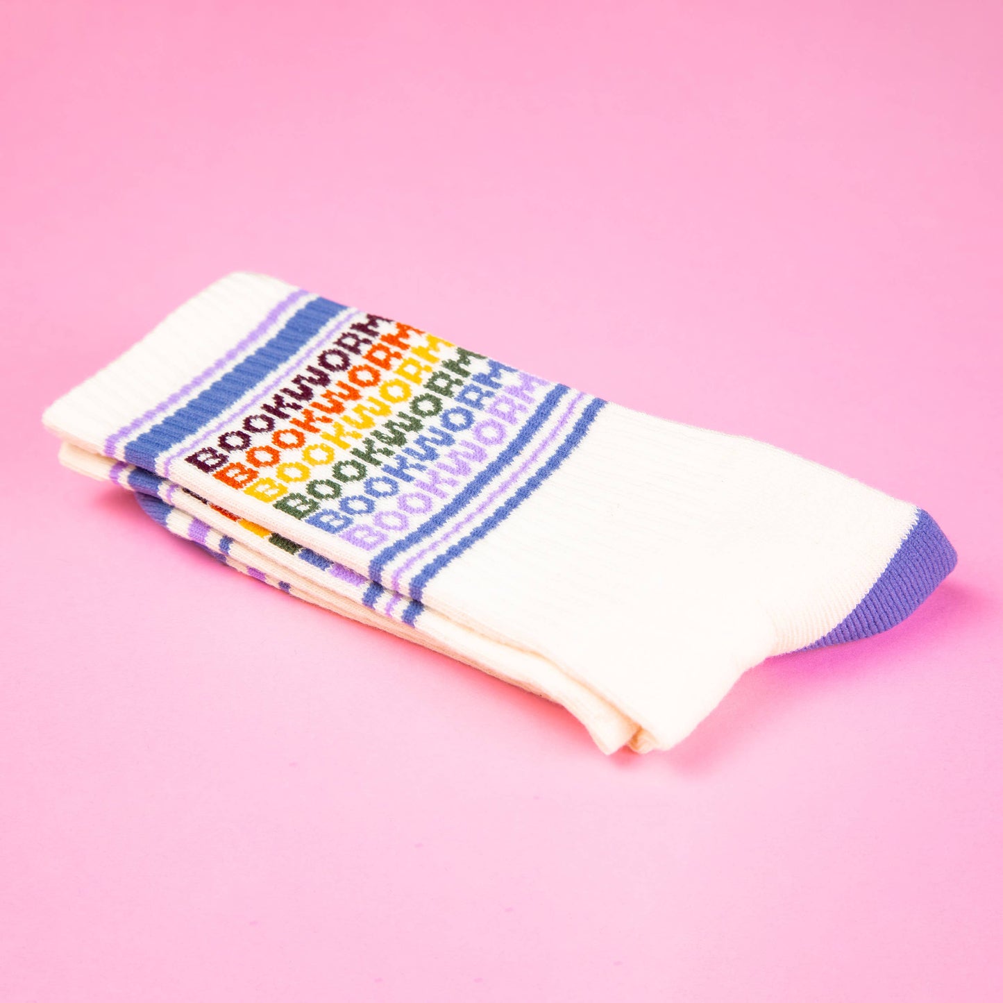 Bookworm Vintage Rainbow Gym Crew Socks