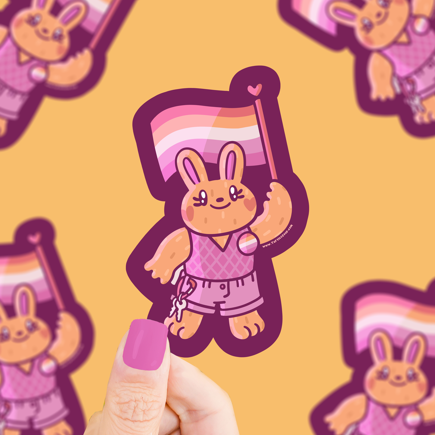 Lesbian Flag Bunny Sticker
