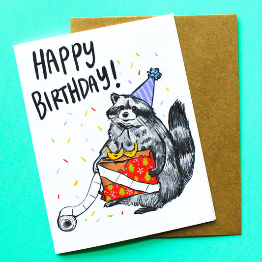Raccoon Birthday Card
