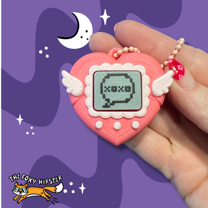 Digital Pet Pink Heart Fidget Clicker Keychain