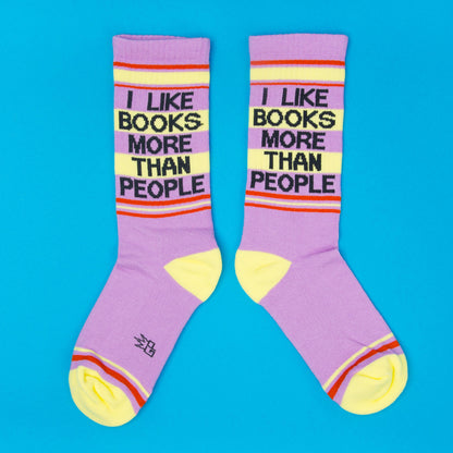 I Like Books More Than People Retro Crew Socks