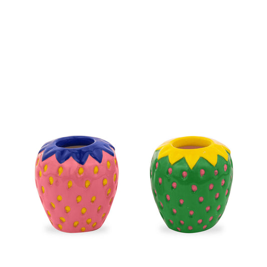 Strawberry Ceramic Candle Holder Set