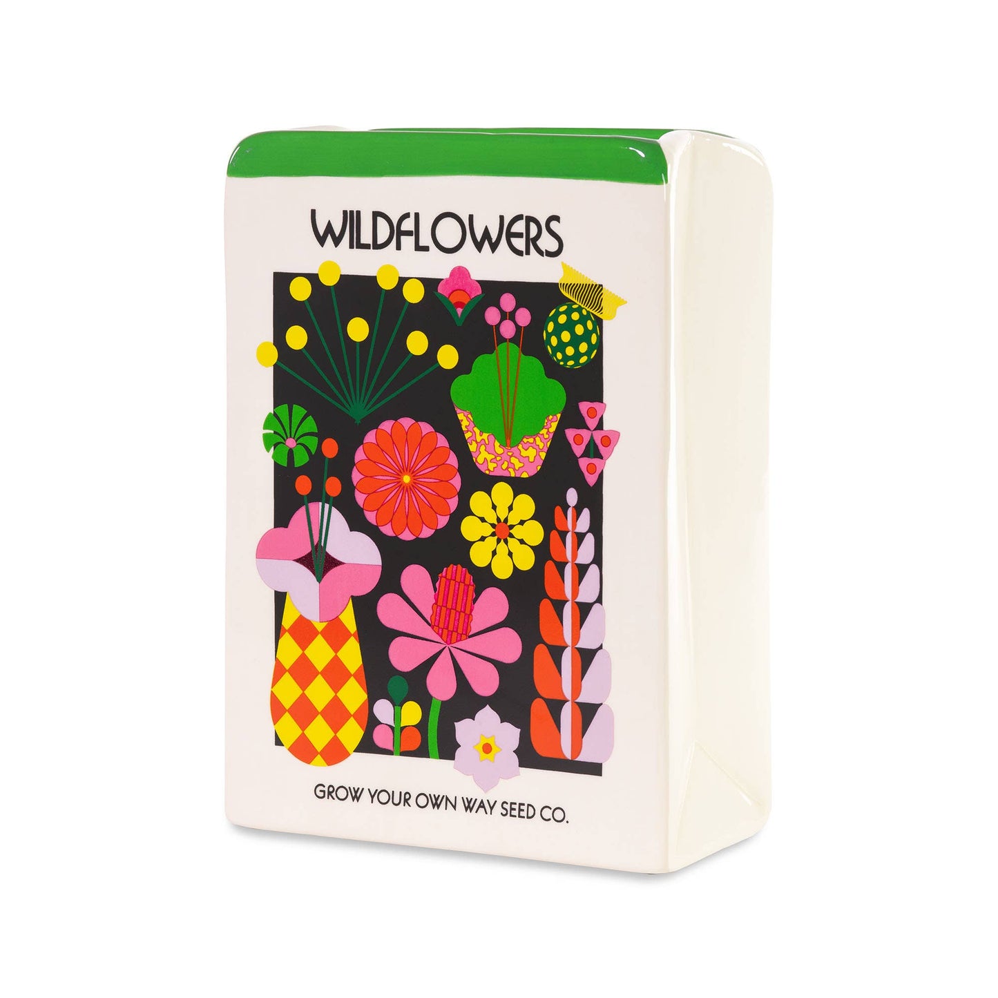 Wildflower Seed Packet Ceramic Vase