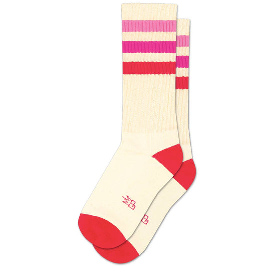 Pink Striped Retro Crew Socks