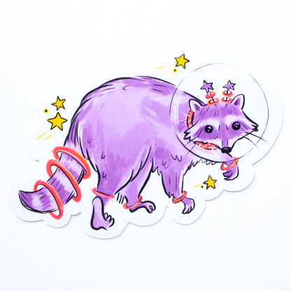 Purple Space Raccoon Sticker