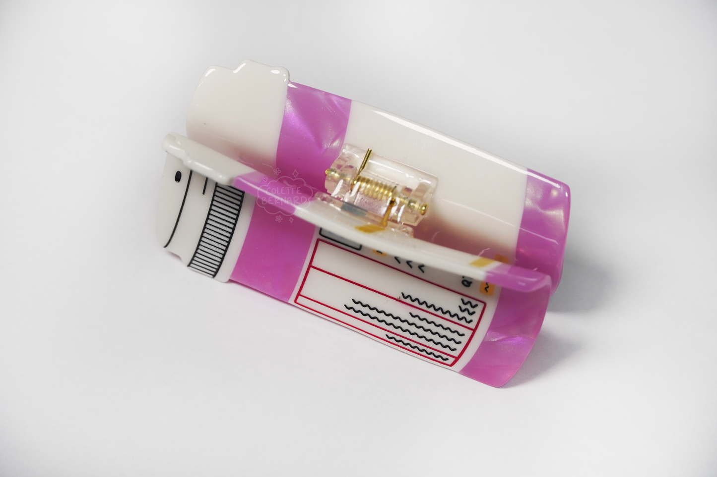 Pink Prescription Bottle Claw Clip