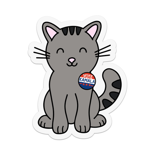 “Vote Kamala” Grey Cat Sticker