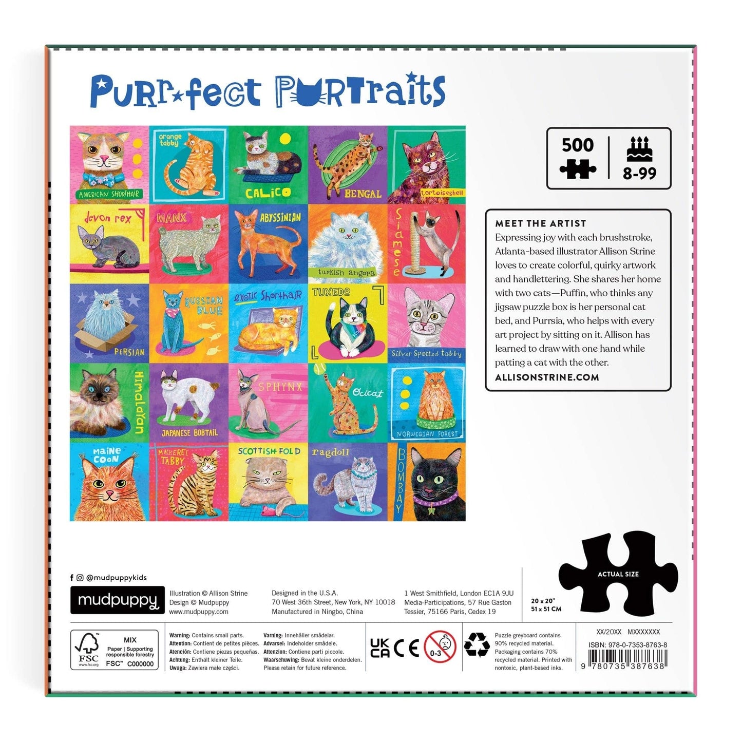 Purr-fect Portraits 500 Piece Puzzle