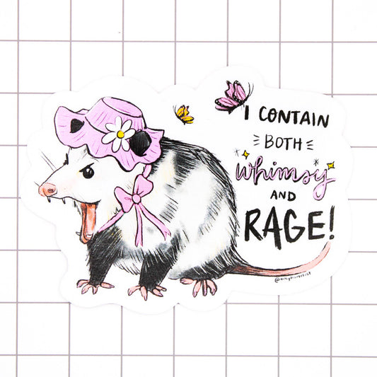 Whimsy and Rage Possum Sticker