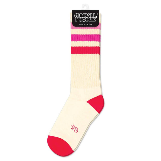 Pink Striped Retro Crew Socks