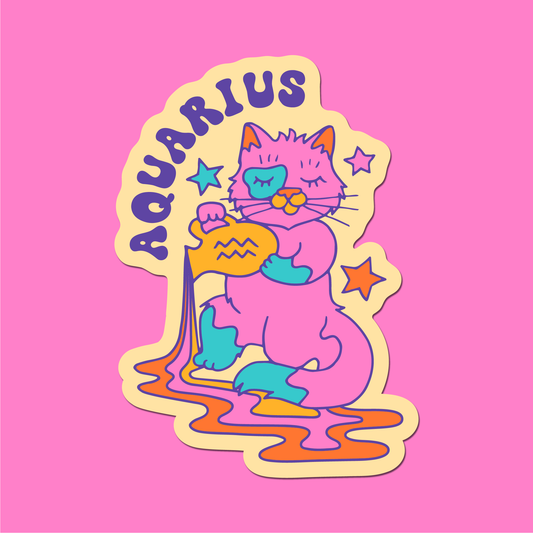 Astrology Cat Sticker: Aquarius