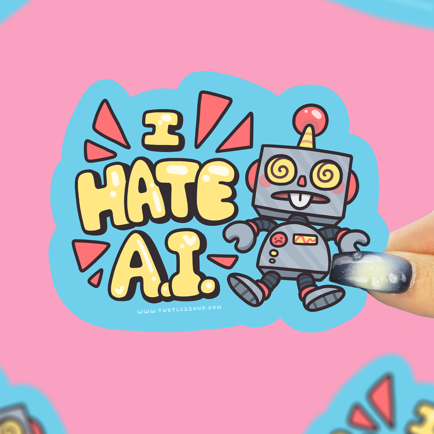 I Hate AI Robot Sticker