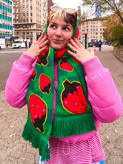 Strawberry Plaid Scarf