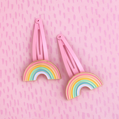 Pastel Rainbow Hair Clip Set