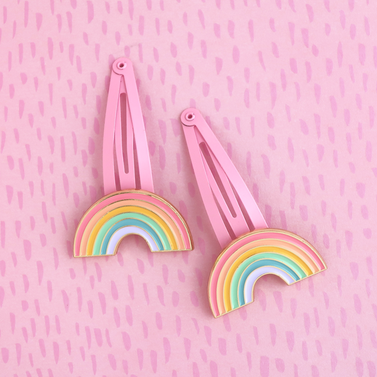 Pastel Rainbow Hair Clip Set
