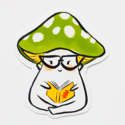 Bookish Mushroom Buddy Sticker