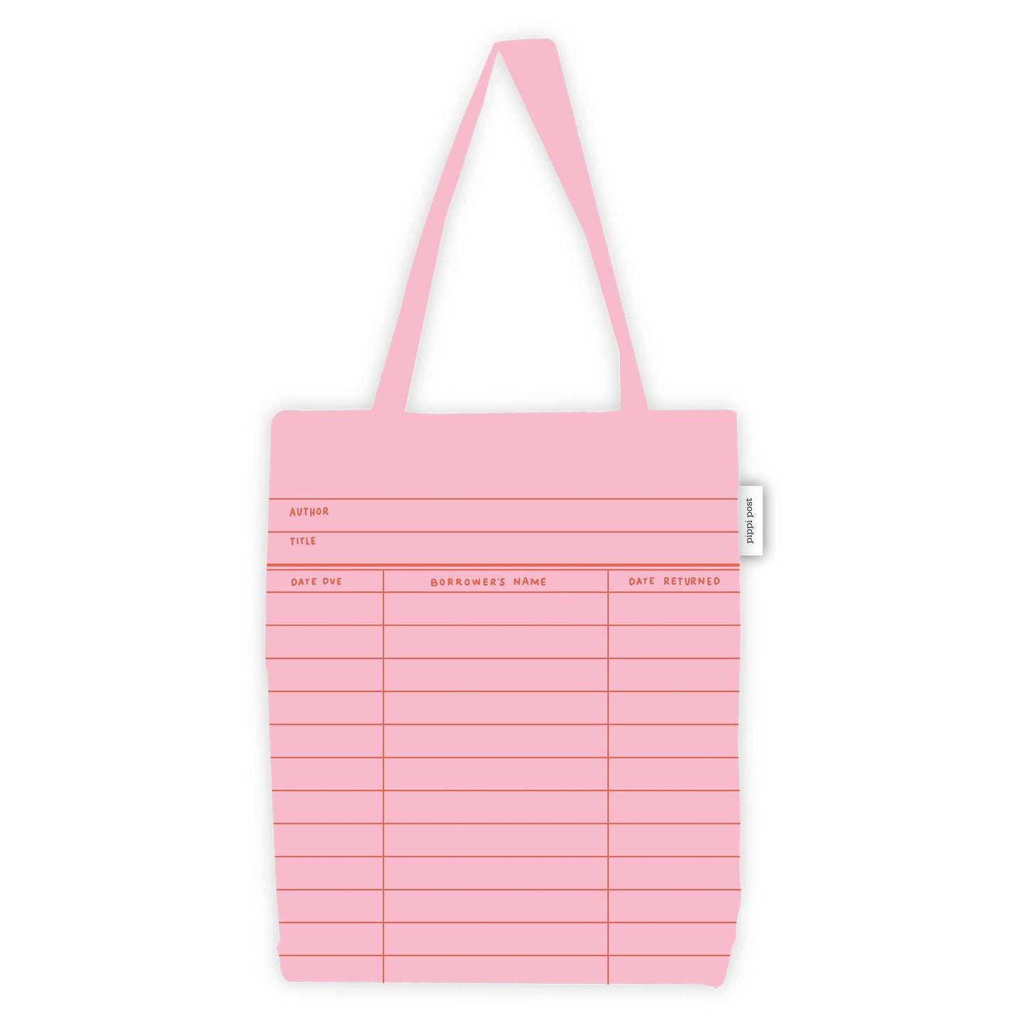 Pink Library Card Foldable Tote Bag