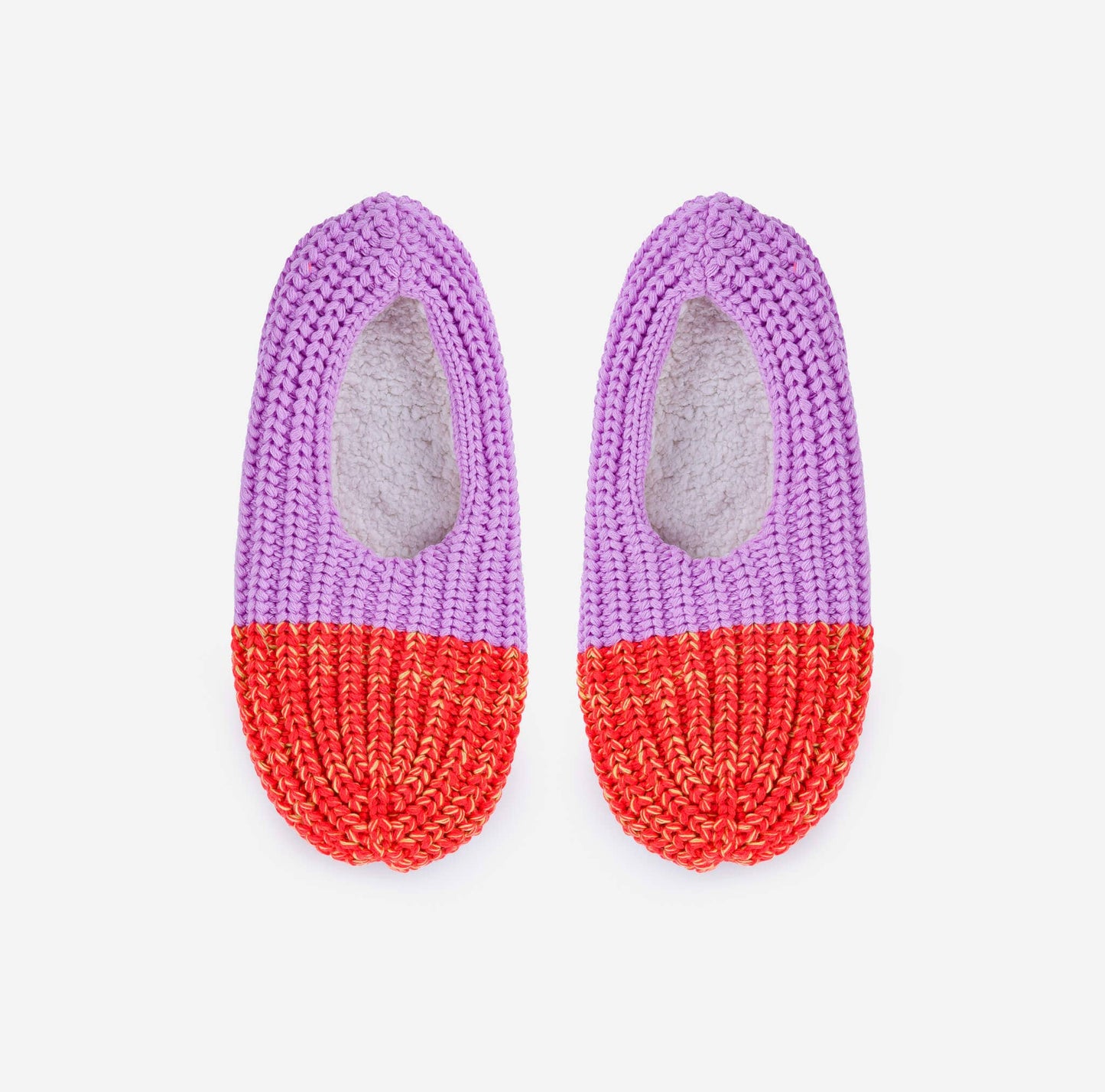 Fleece-Lined Colorblock Knit Slippers