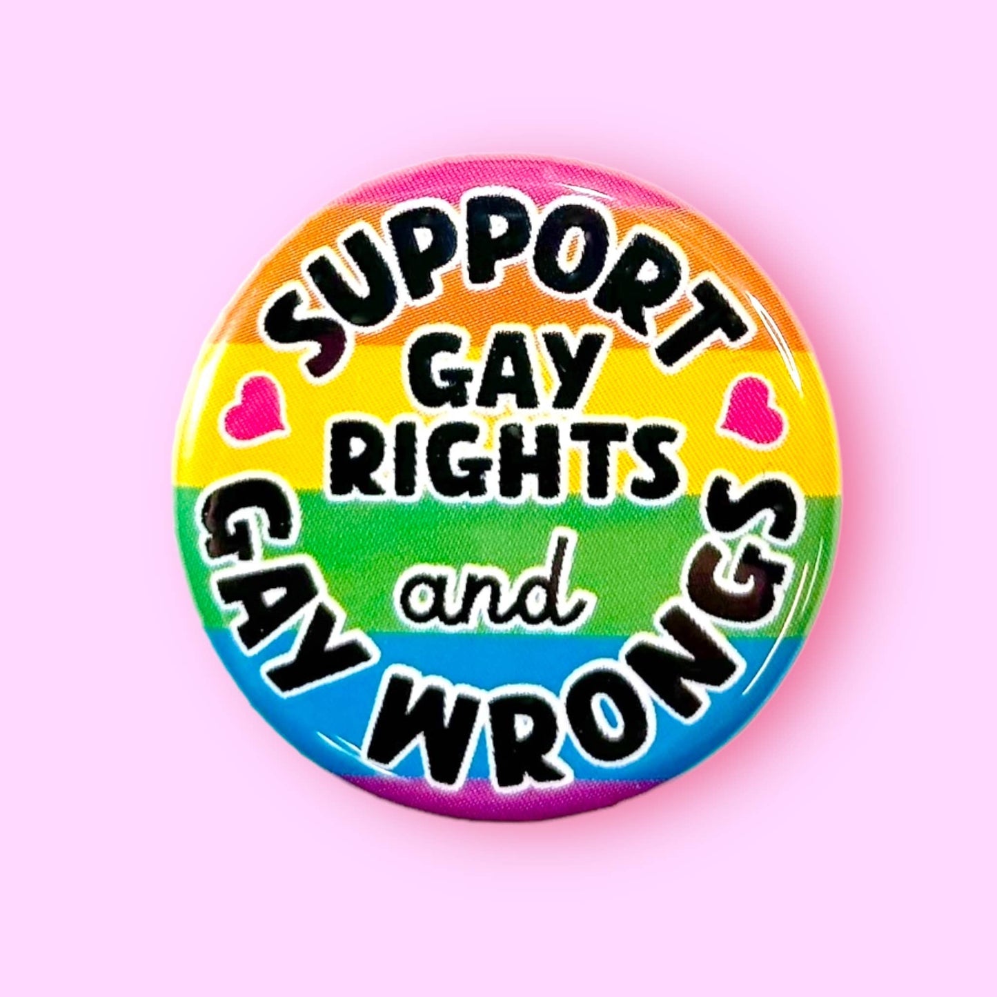 Support Gay Rights and Gay Wrongs Button