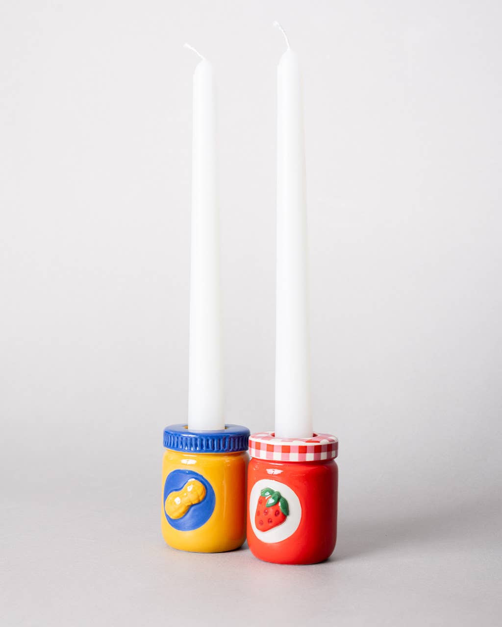 Peanut Butter and Jelly Taper Candle Holder Set