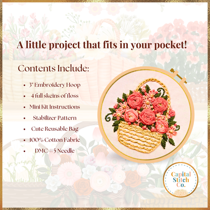 Basket Bouquet Mini Embroidery Kit