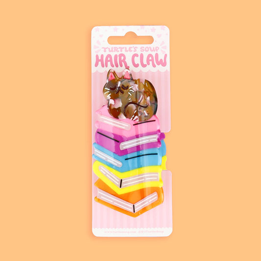 Book Stack Kitty Claw Clip