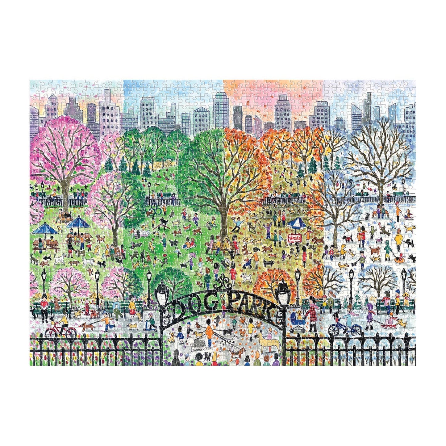 Dog Park in Four Seasons 1000 Piece Puzzle