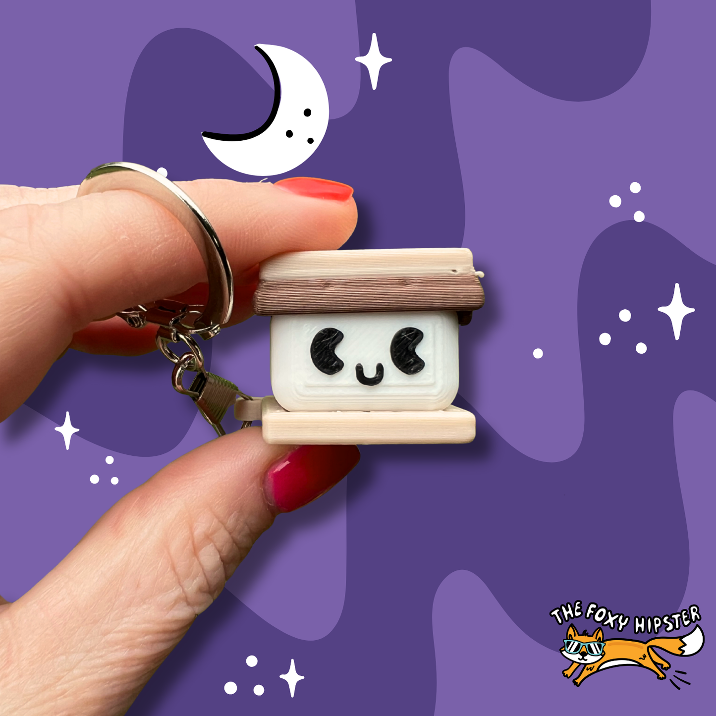 S’mores Campfire Fidget Clicker Keychain