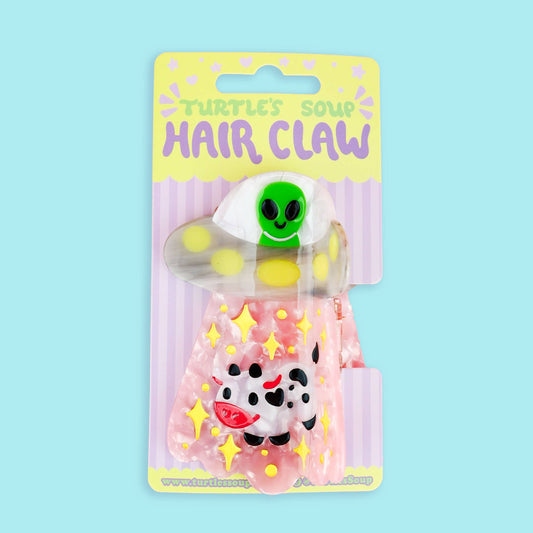 Alien UFO Cow Claw Clip