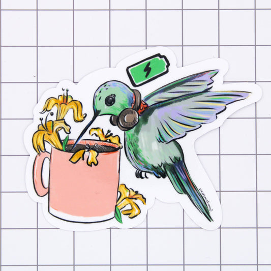 Recharge Hummingbird Sticker