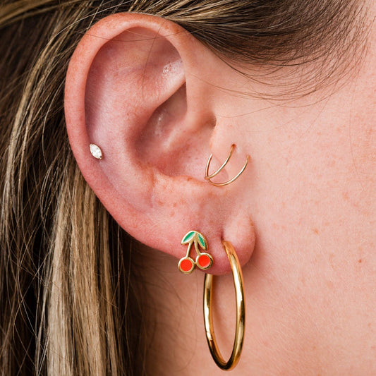 Cherry Enamel Stud Earrings