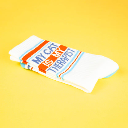 My Cat Is My Therapist Retro Crew Socks