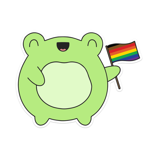 Frog with LGBTQIA+ Pride  Flag Sticker